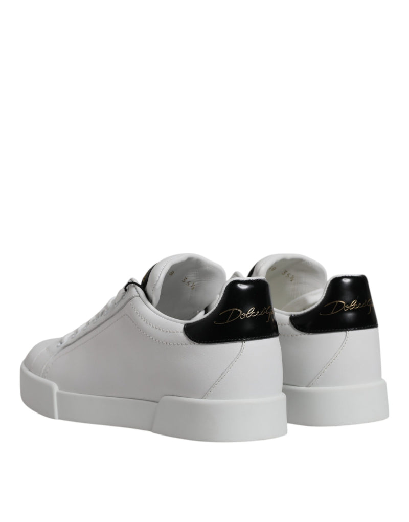 White Leather Classic Low Top Sneakers Shoes Dolce & Gabbana