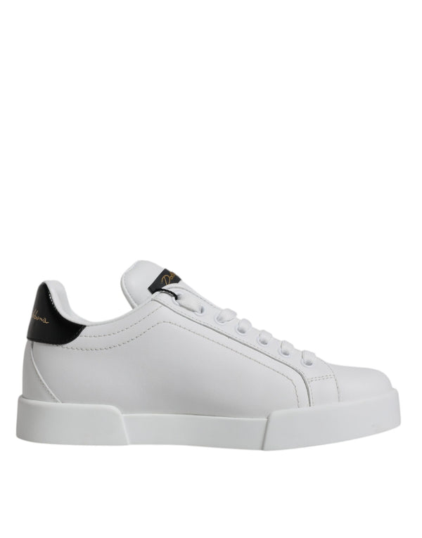 White Leather Classic Low Top Sneakers Shoes Dolce & Gabbana