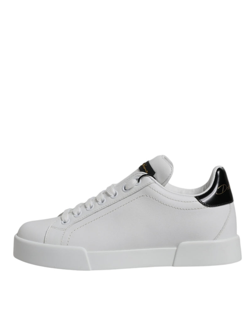 White Leather Classic Low Top Sneakers Shoes Dolce & Gabbana