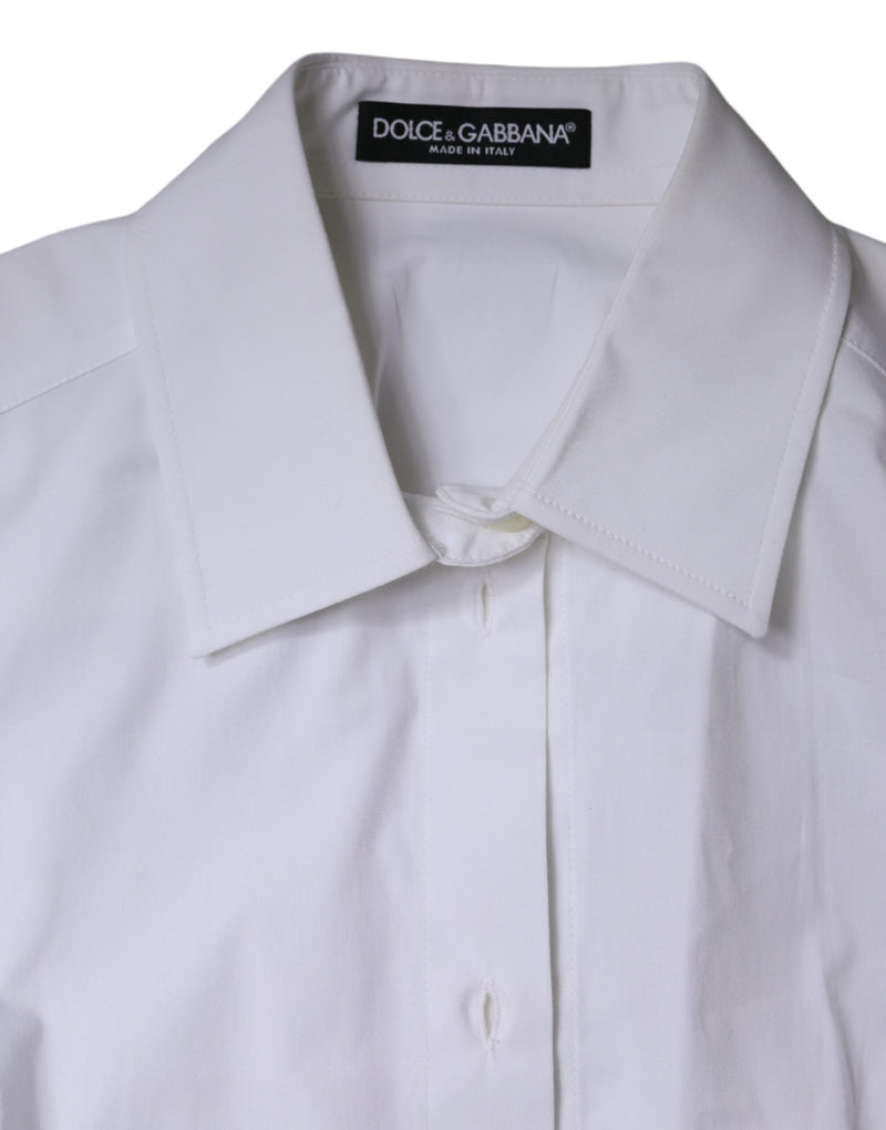 White Cotton Collared Long Sleeves Shirt Top Dolce & Gabbana