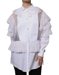 White Cotton Poplin Shirt Dress Blouse Top Dolce & Gabbana