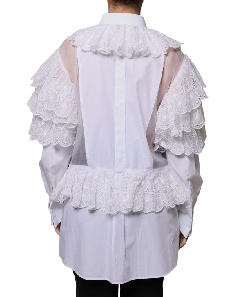 White Cotton Poplin Shirt Dress Blouse Top Dolce & Gabbana