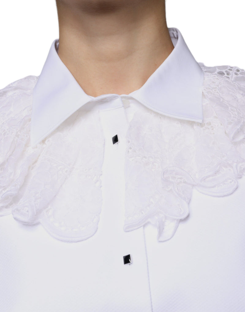 White Cotton Poplin Shirt Dress Blouse Top Dolce & Gabbana