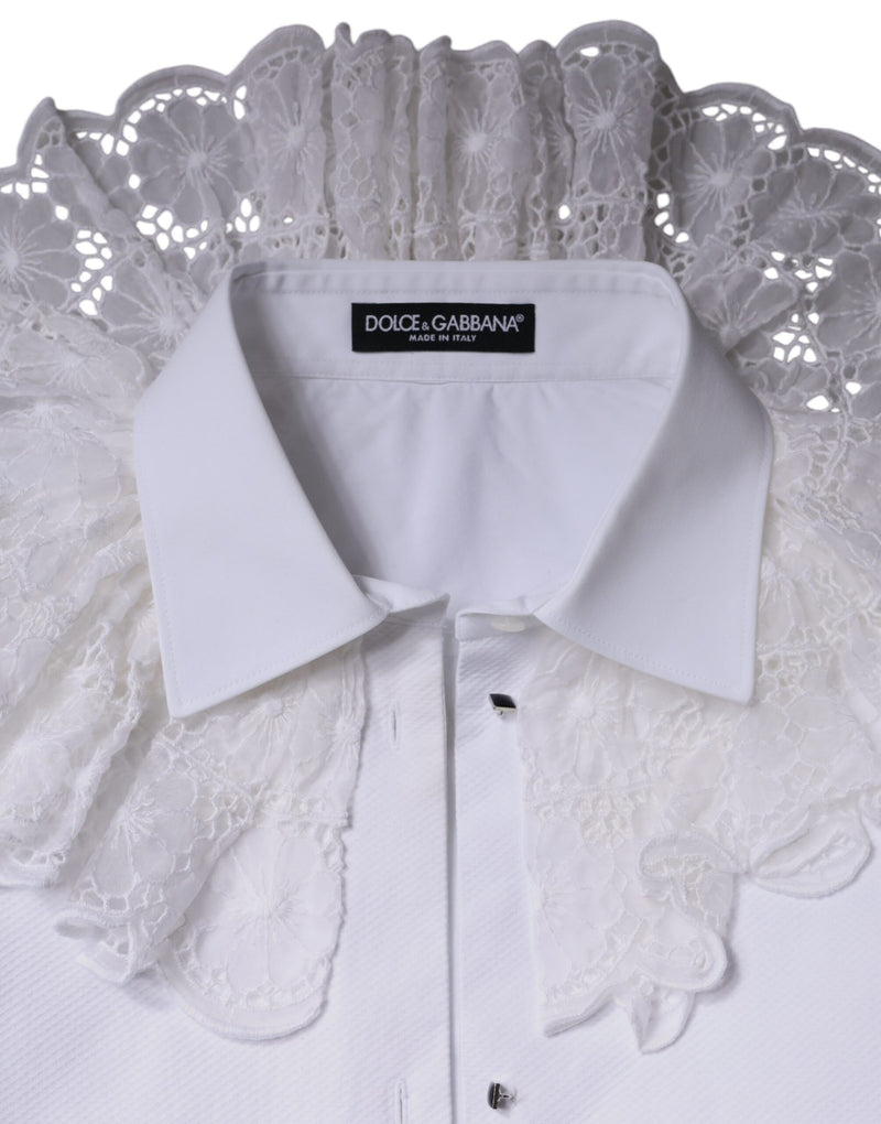 White Cotton Poplin Shirt Dress Blouse Top Dolce & Gabbana