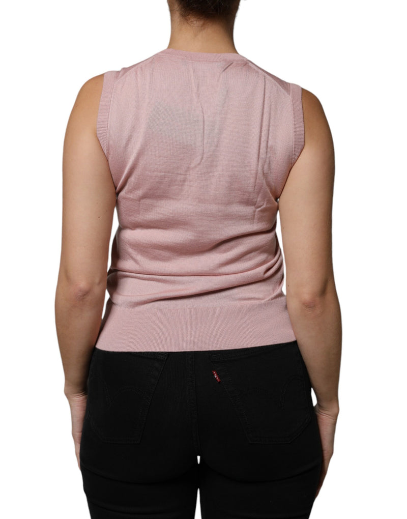Pink Cashmere Knitted Sleeveless Tank Top Dolce & Gabbana