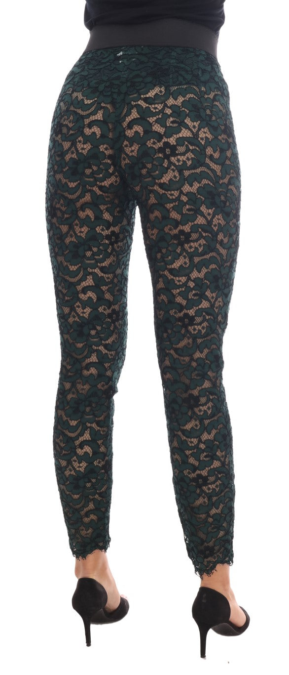 High Waist Floral Lace Slim Trousers Dolce & Gabbana