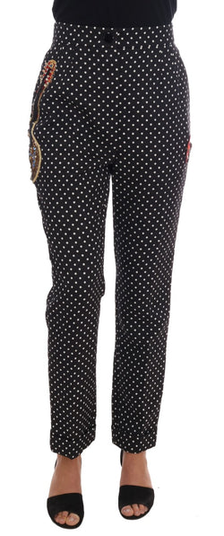 Elegant Polka Dot Embellished Trousers Dolce & Gabbana