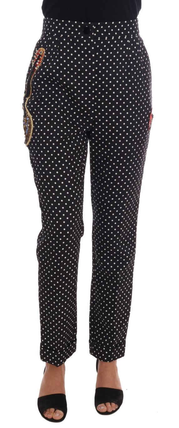 Elegant Polka Dot Embellished Trousers Dolce & Gabbana