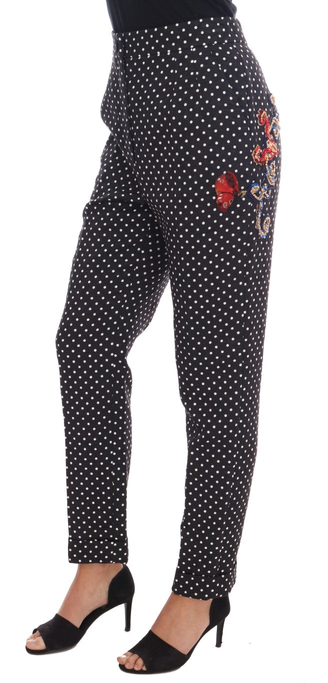 Elegant Polka Dot Embellished Trousers Dolce & Gabbana