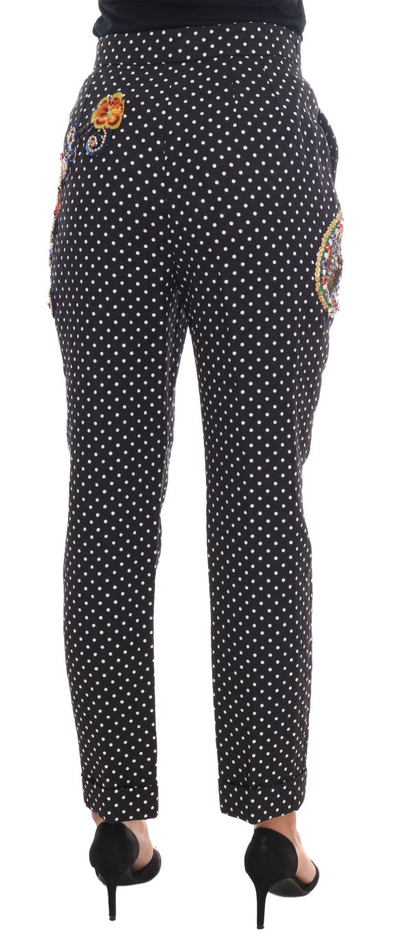 Elegant Polka Dot Embellished Trousers Dolce & Gabbana