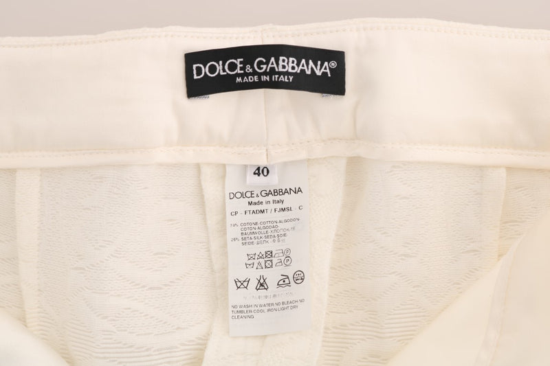 Elegant White Capri Pants - Cotton & Silk Blend Dolce & Gabbana