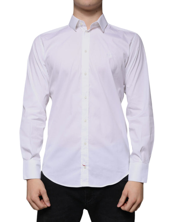 White Cotton Blend Men MARTINI Dress Shirt Dolce & Gabbana