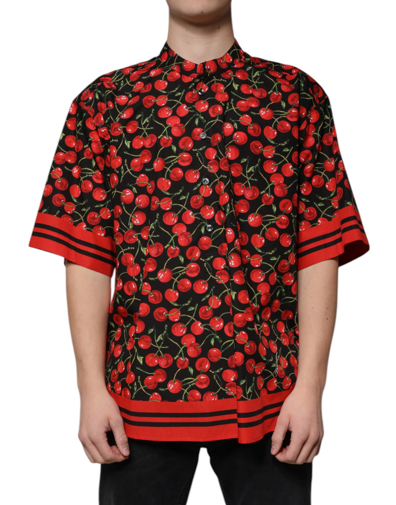 Black Cherry Cotton Button Down Casual Shirt Dolce & Gabbana