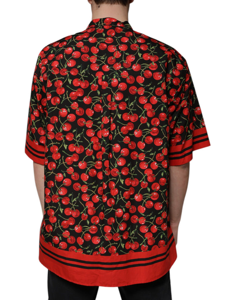 Black Cherry Cotton Button Down Casual Shirt Dolce & Gabbana
