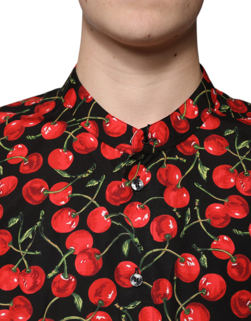Black Cherry Cotton Button Down Casual Shirt Dolce & Gabbana