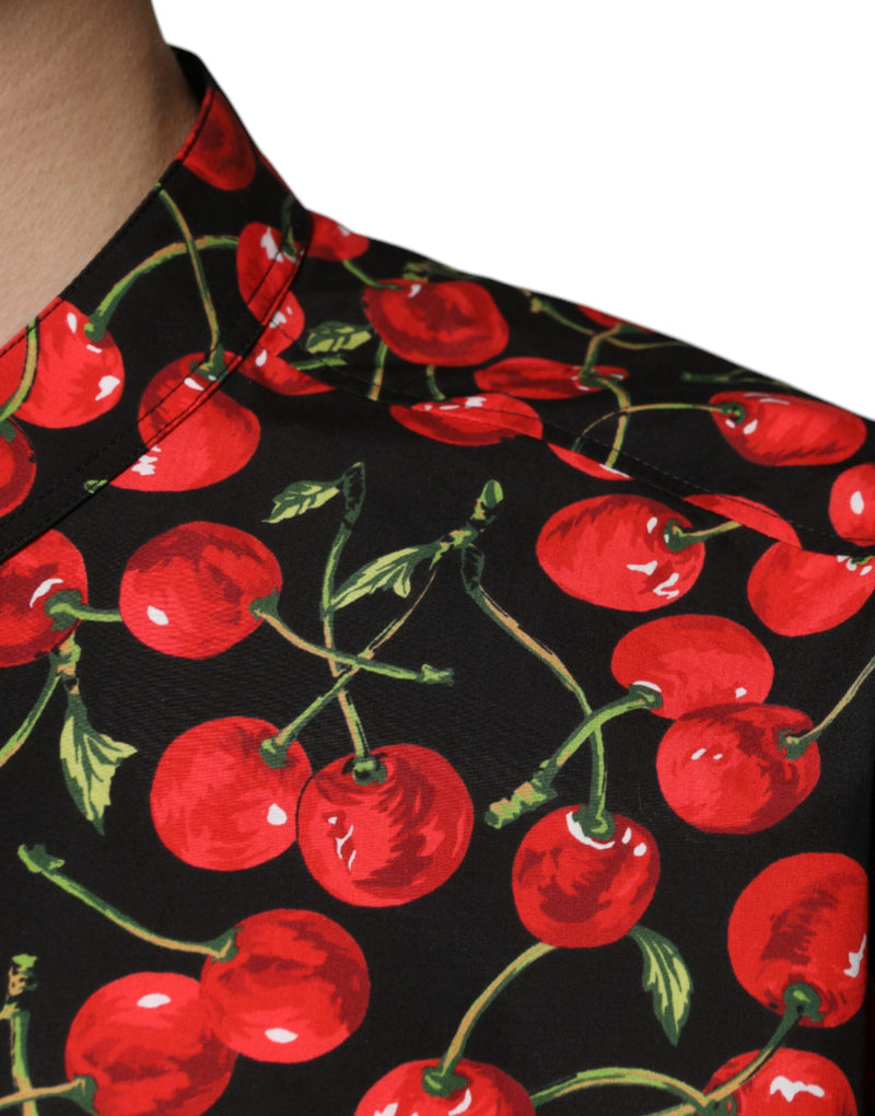 Black Cherry Cotton Button Down Casual Shirt Dolce & Gabbana