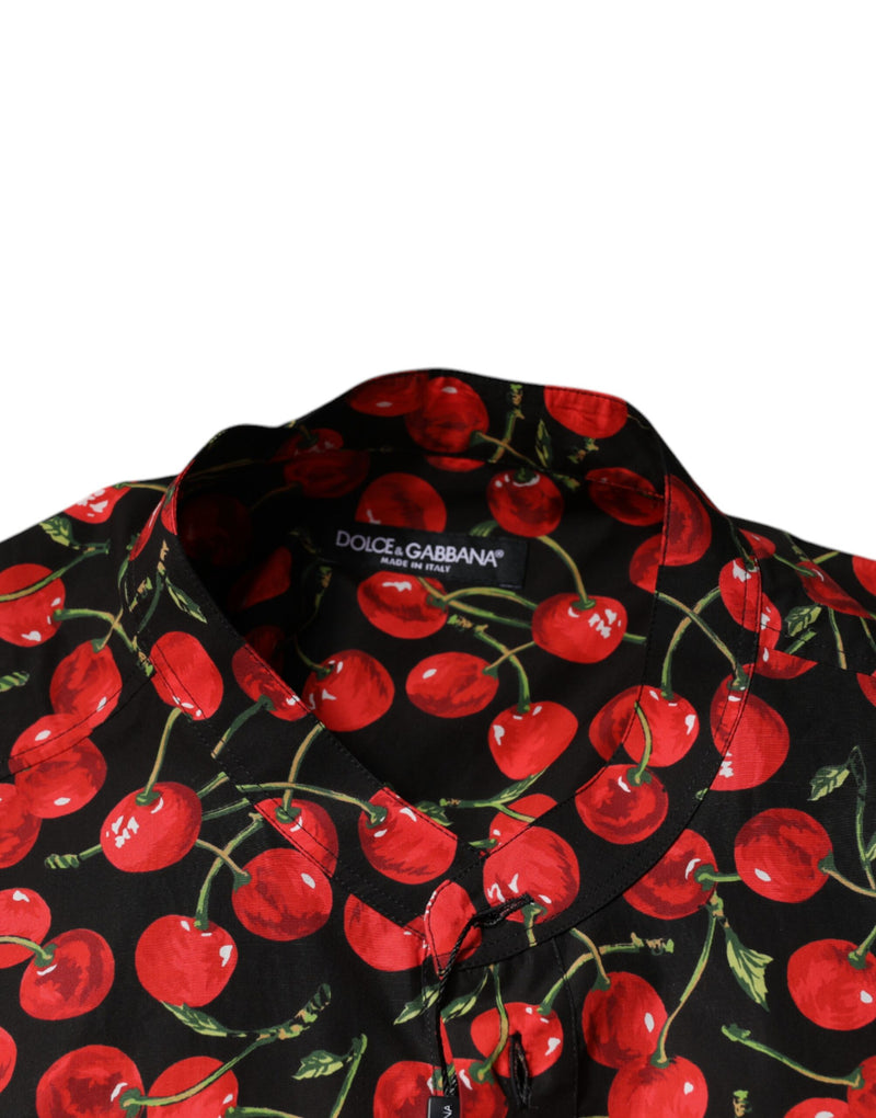 Black Cherry Cotton Button Down Casual Shirt Dolce & Gabbana
