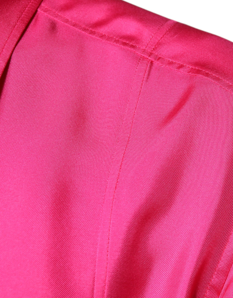 Pink Silk Collared Button Down Men Shirt Dolce & Gabbana
