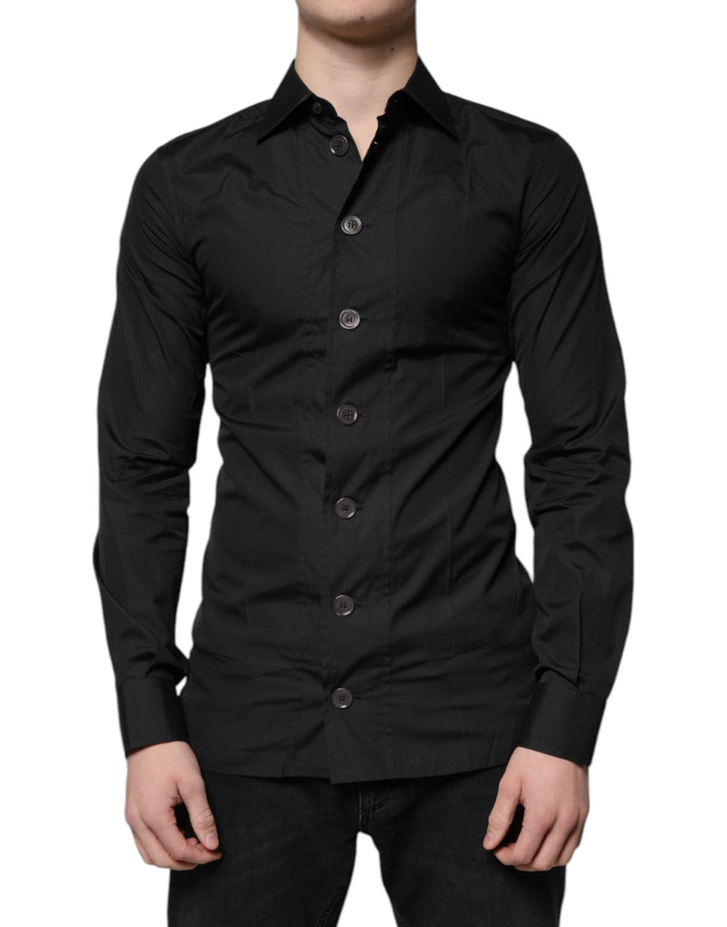 Black Cotton Formal Long Sleeves Dress Shirt Dolce & Gabbana