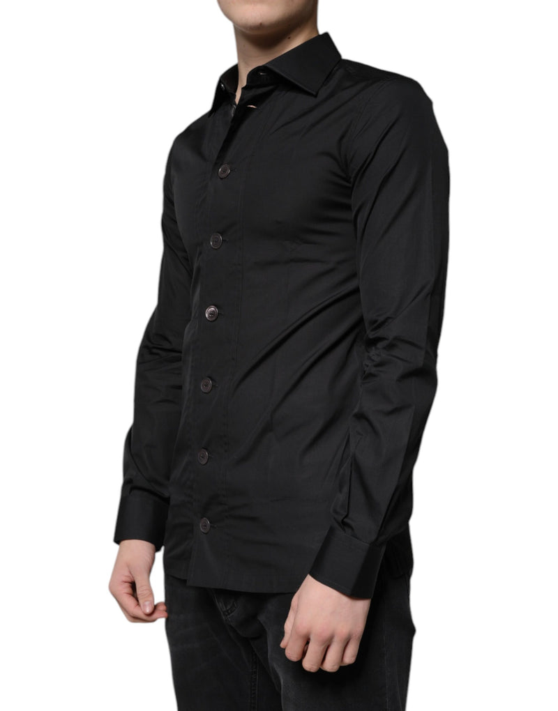 Black Cotton Formal Long Sleeves Dress Shirt Dolce & Gabbana