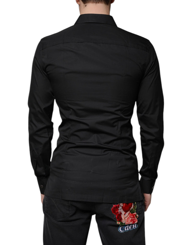 Black Cotton Formal Long Sleeves Dress Shirt Dolce & Gabbana