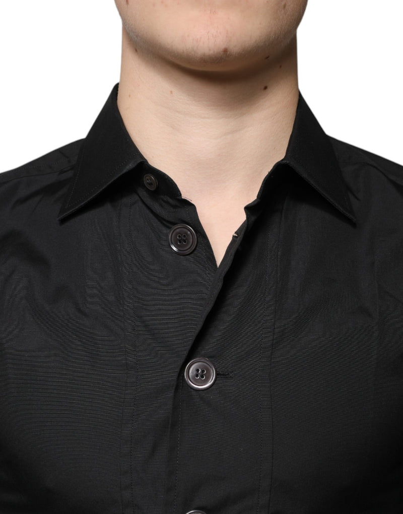Black Cotton Formal Long Sleeves Dress Shirt Dolce & Gabbana