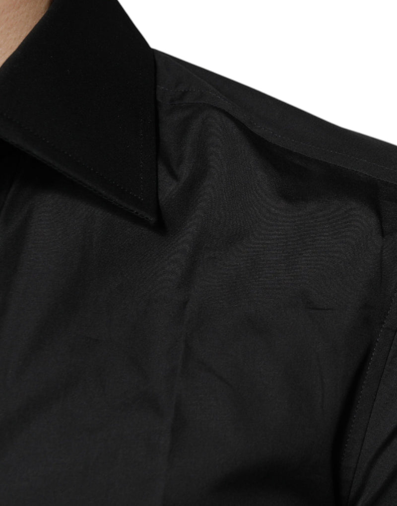 Black Cotton Formal Long Sleeves Dress Shirt Dolce & Gabbana