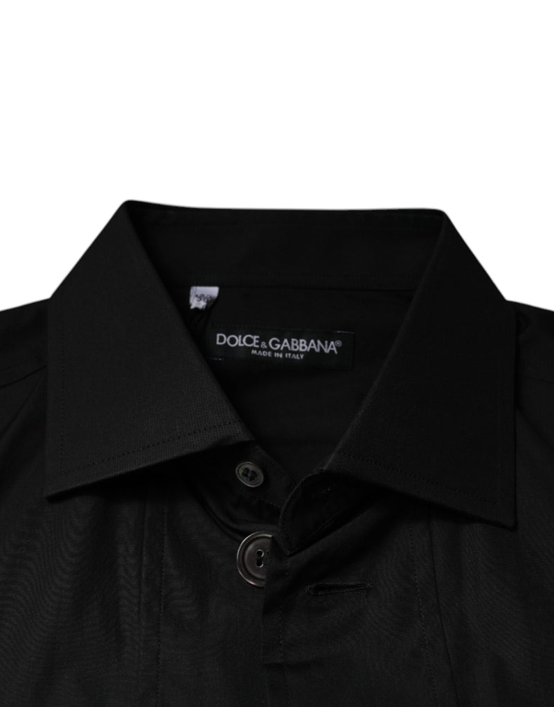 Black Cotton Formal Long Sleeves Dress Shirt Dolce & Gabbana