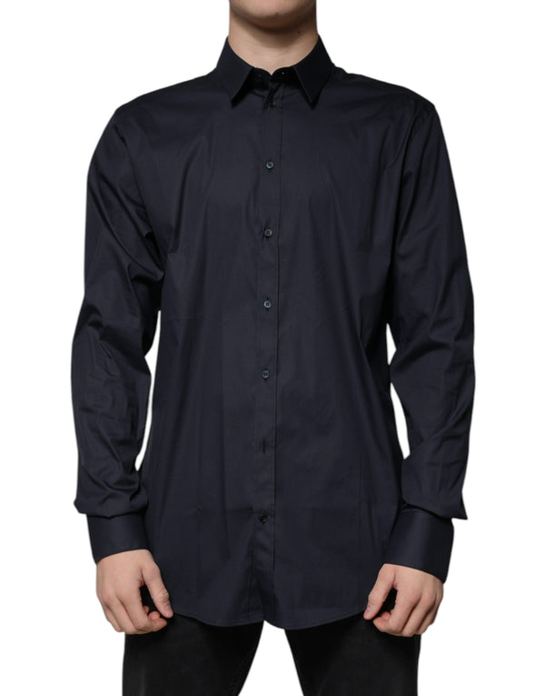 Black Cotton Blend Formal GOLD Dress Shirt Dolce & Gabbana