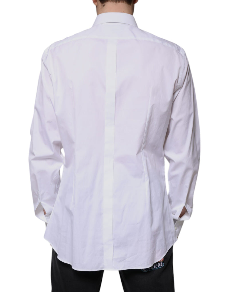 White Bib Cotton Poplin GOLD Formal Shirt Dolce & Gabbana