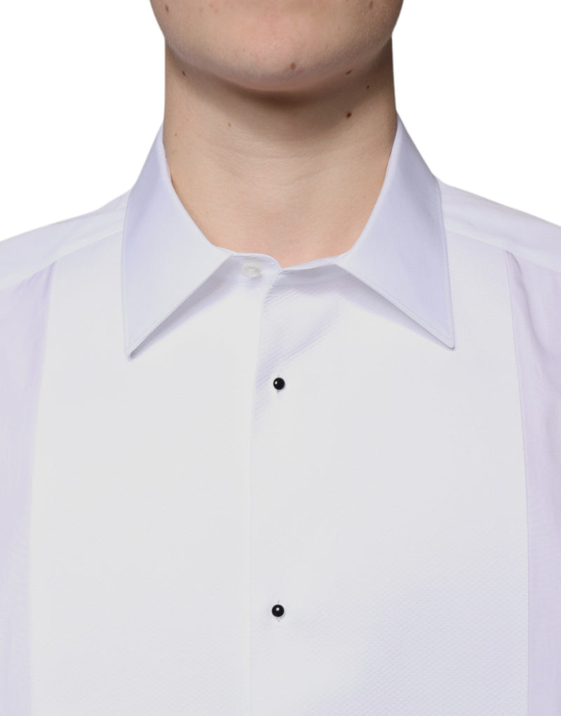 White Bib Cotton Poplin GOLD Formal Shirt Dolce & Gabbana