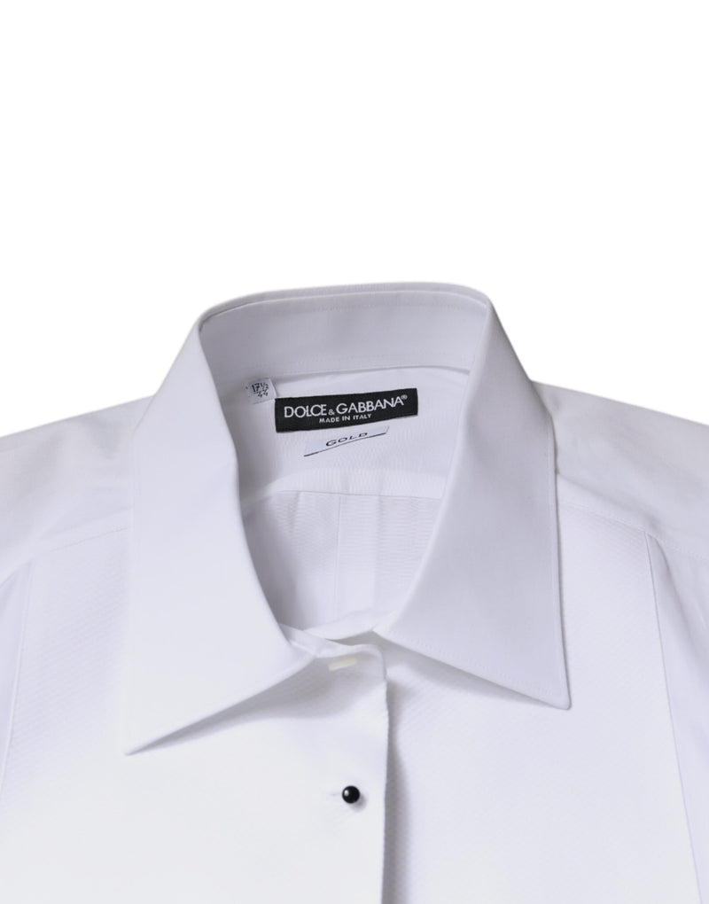 White Bib Cotton Poplin GOLD Formal Shirt Dolce & Gabbana