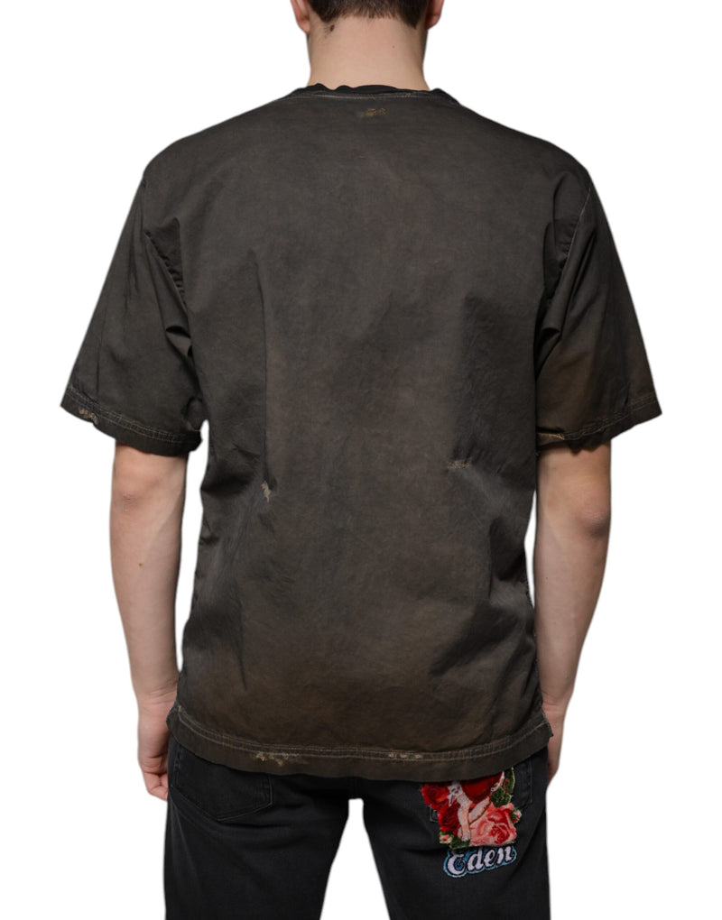 Brown Graphic Print Cotton Round Neck T-shirt Dolce & Gabbana