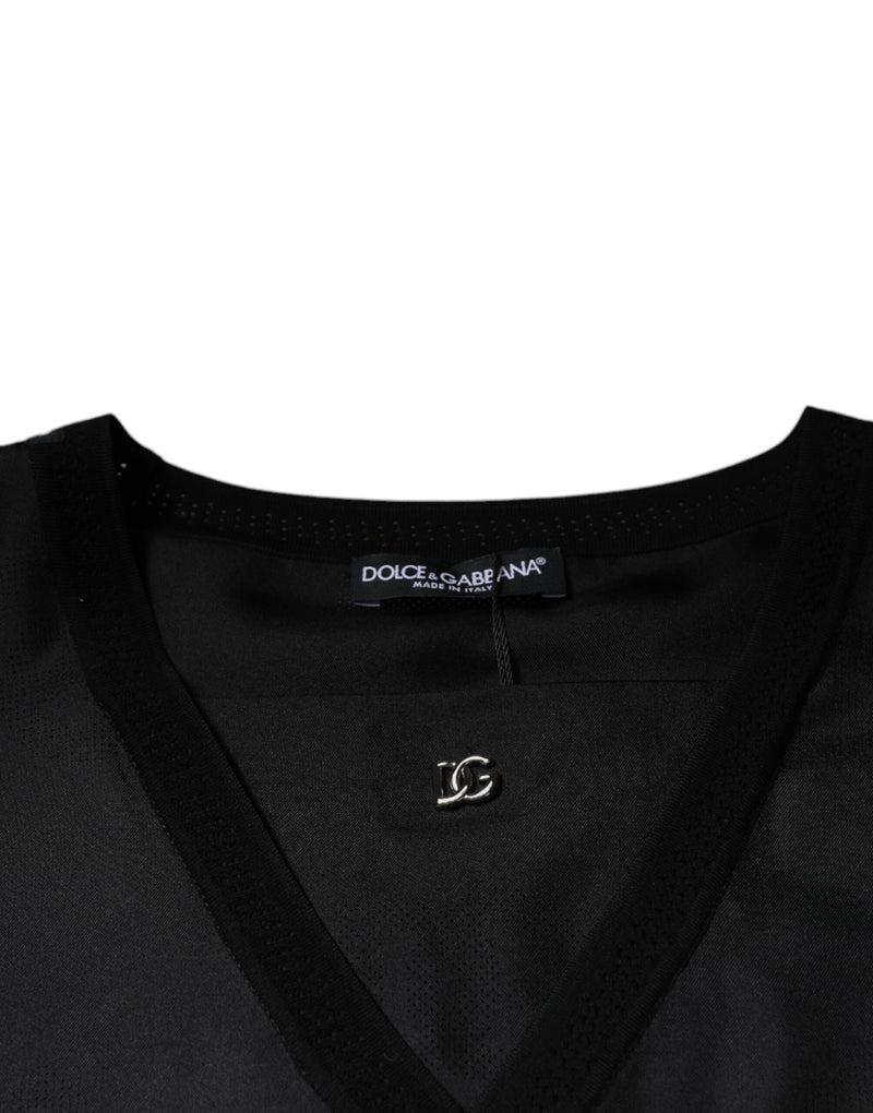 Black Cotton Square Neck Short Sleeve T-shirt Dolce & Gabbana