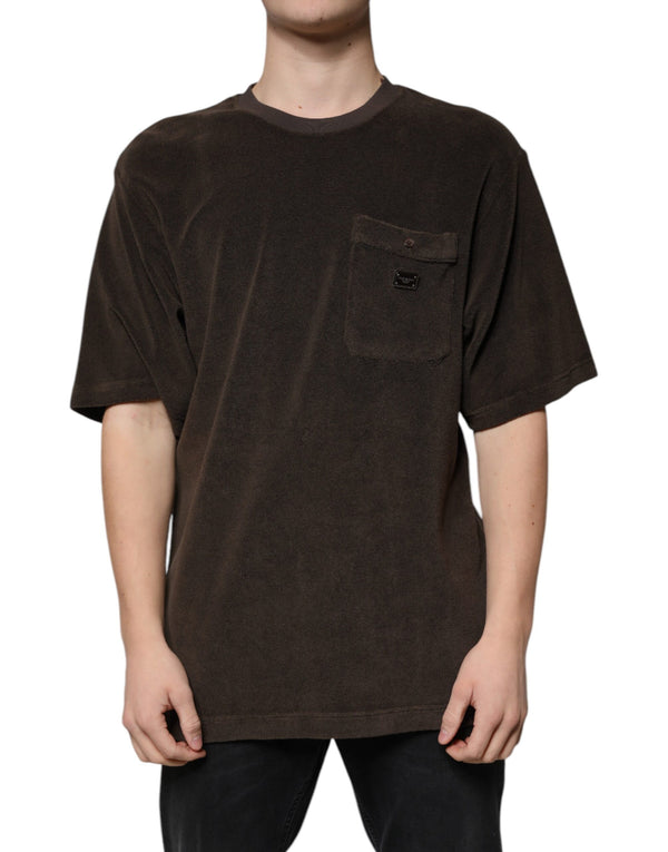 Brown Cotton Crew Neck Short Sleeves T-shirt Dolce & Gabbana