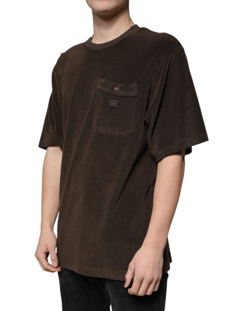 Brown Cotton Crew Neck Short Sleeves T-shirt Dolce & Gabbana