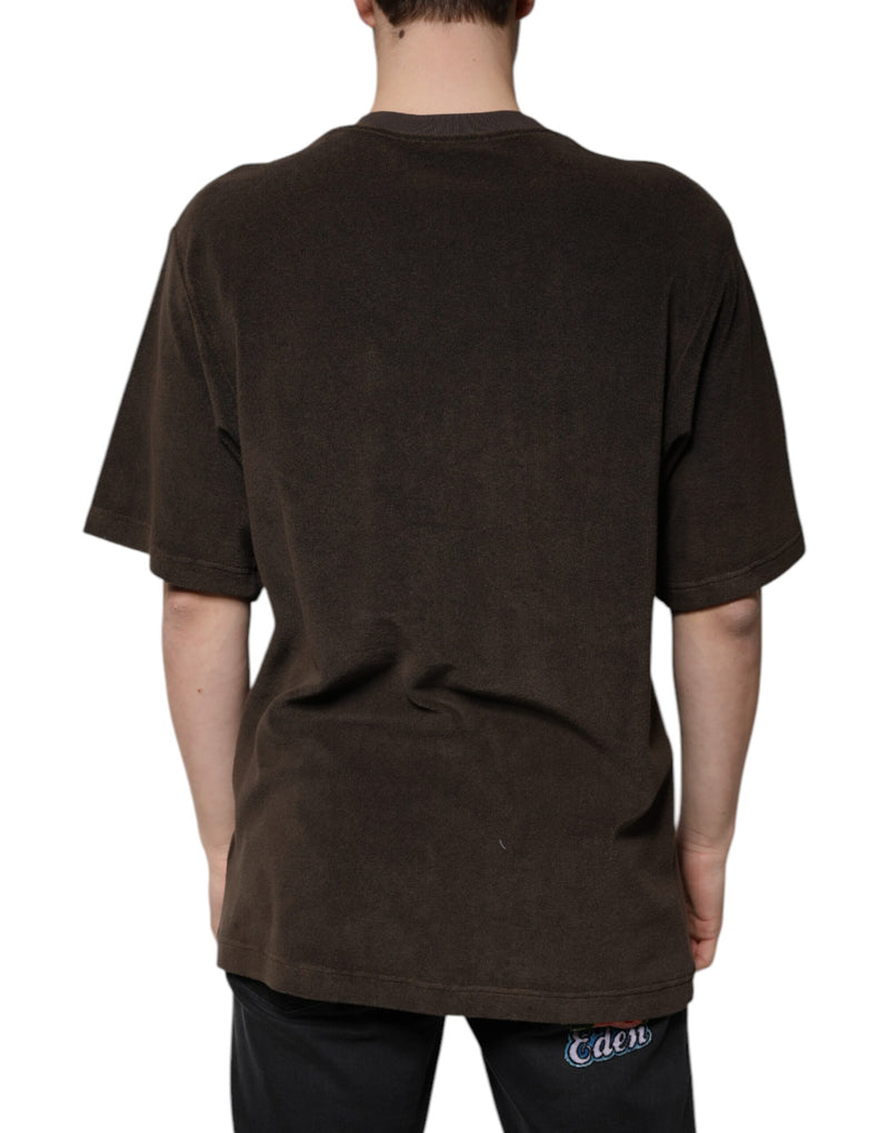 Brown Cotton Crew Neck Short Sleeves T-shirt Dolce & Gabbana