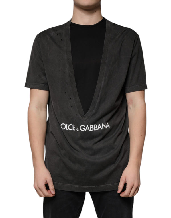 Black Cotton Crew Neck Short Sleeves T-shirt Dolce & Gabbana