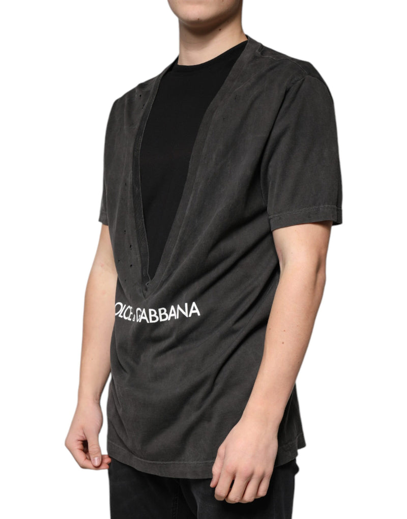 Black Cotton Crew Neck Short Sleeves T-shirt Dolce & Gabbana