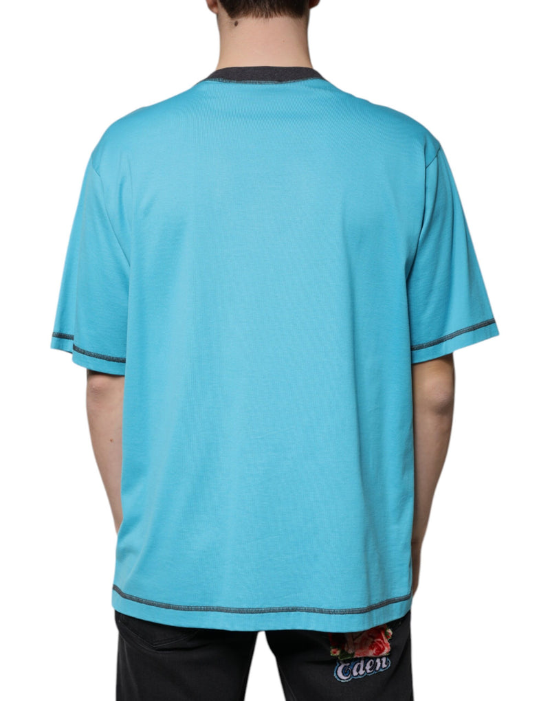 Blue Logo Crew Neck Short Sleeves T-shirt Dolce & Gabbana