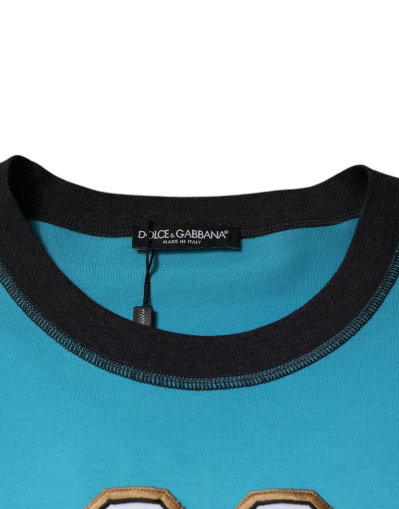 Blue Logo Crew Neck Short Sleeves T-shirt Dolce & Gabbana