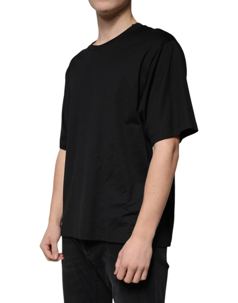 Black Cotton Crew Neck Short Sleeves T-shirt Dolce & Gabbana