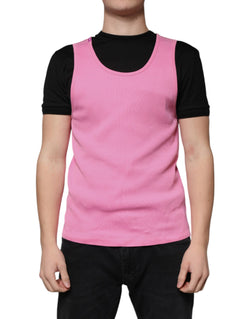 Pink Cotton Round Neck Sleeveless T-shirt Dolce & Gabbana