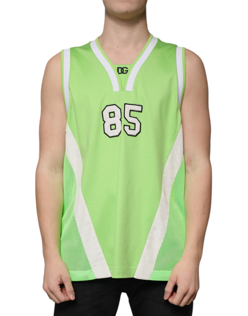 Green Polyester Jersey Sleeveless T-shirt Dolce & Gabbana