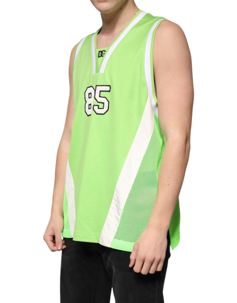 Green Polyester Jersey Sleeveless T-shirt Dolce & Gabbana