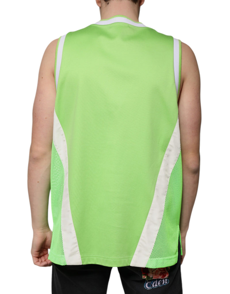 Green Polyester Jersey Sleeveless T-shirt Dolce & Gabbana