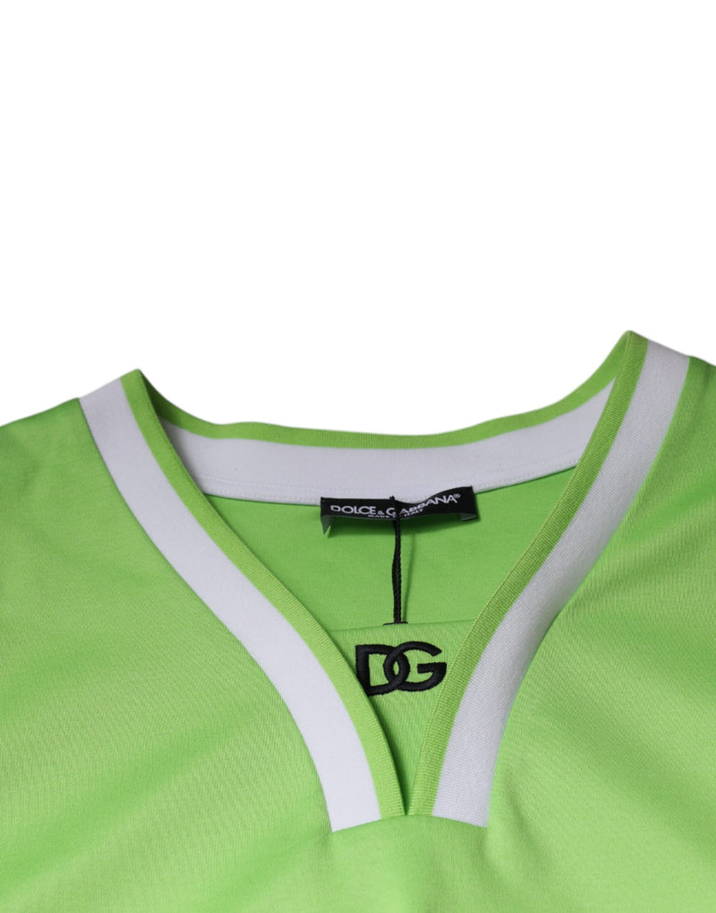 Green Polyester Jersey Sleeveless T-shirt Dolce & Gabbana