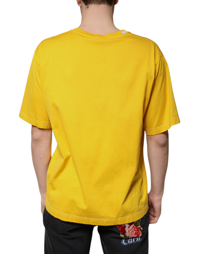 Yellow Cotton V-neck Short Sleeves T-shirt Dolce & Gabbana