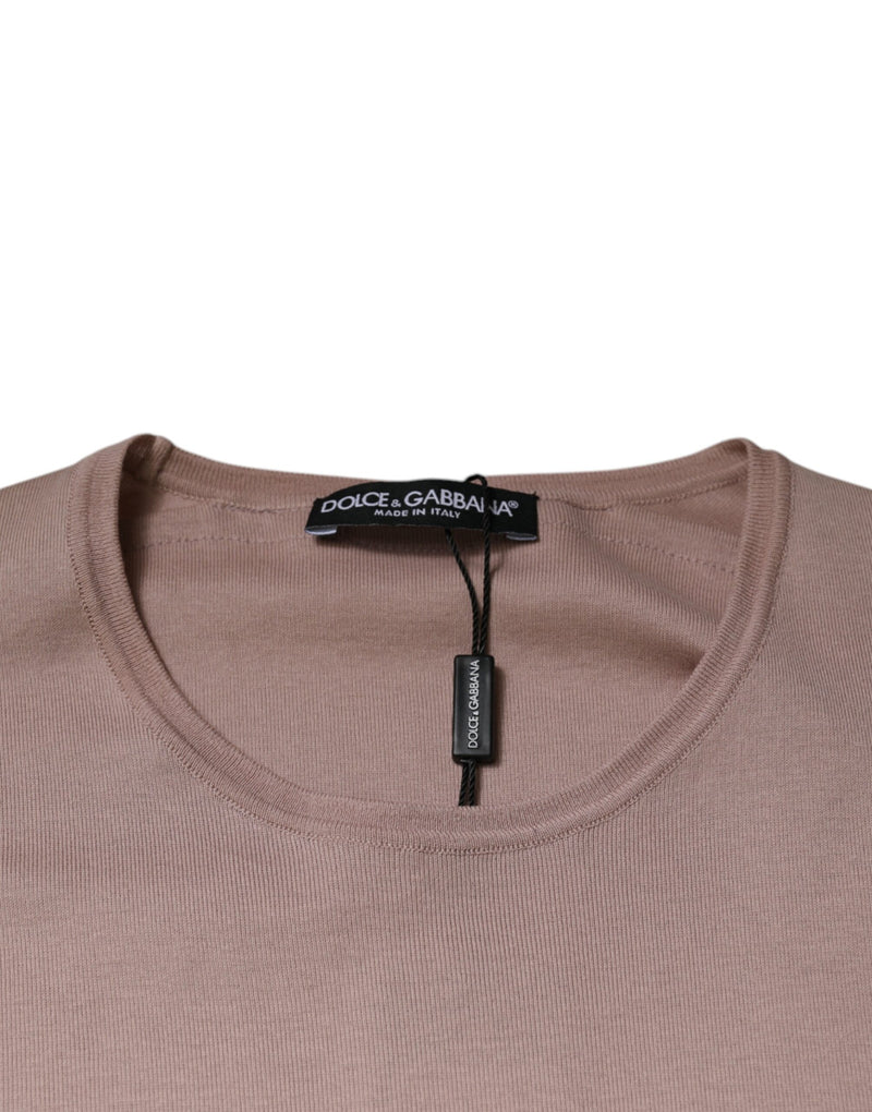 Brown Cotton Short Sleeves Round Neck T-shirt Dolce & Gabbana