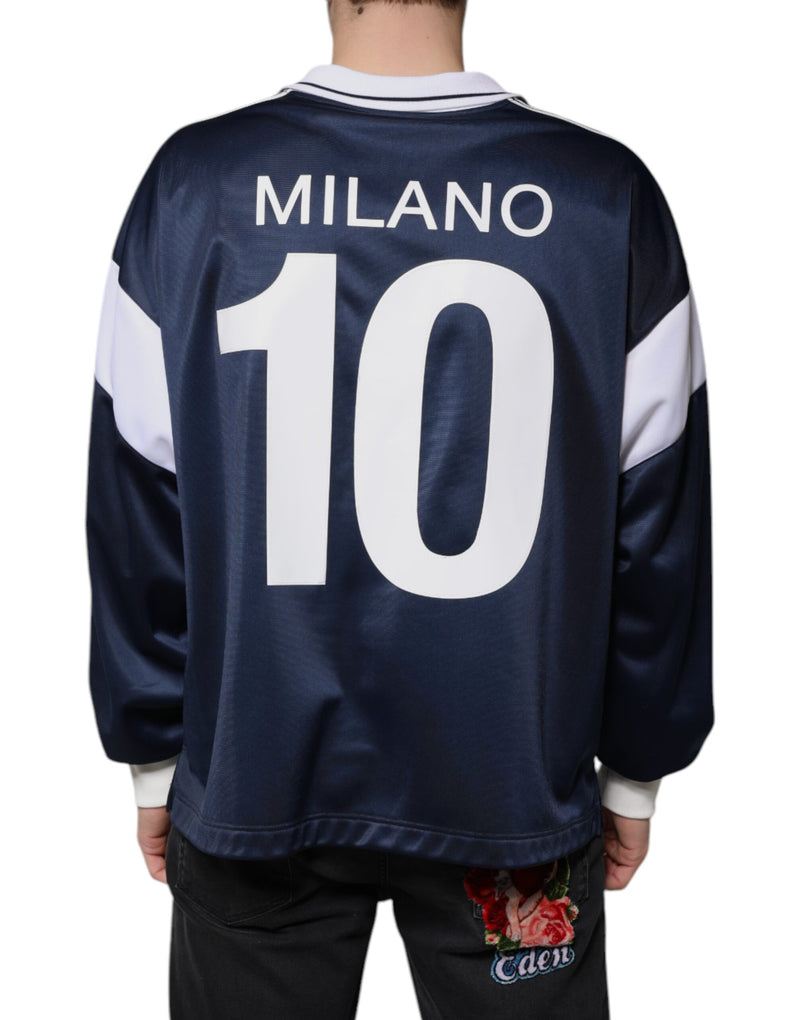 Blue White Milano Long Sleeve Jersey T-shirt Dolce & Gabbana